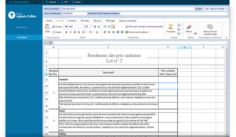 Logiciel de chiffrage devis BPU